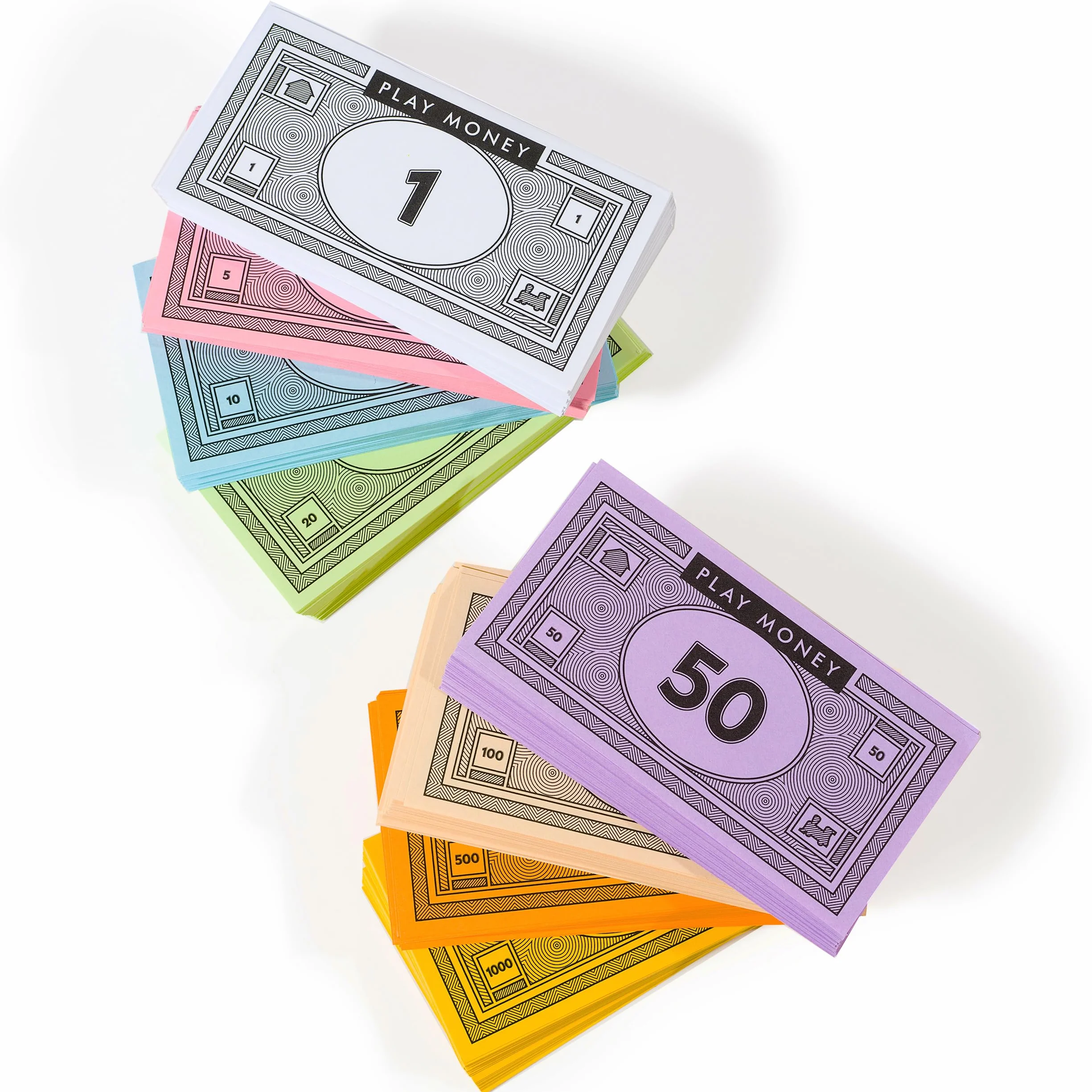 Fikcyjne pieniądze Opoly-520 sztuk fałszywych pieniędzy do gier planszowych-65 każdego banknotu w 8 nominałach– 1, 5, 10, 20, 50, 100, 500, & 1000 zł - Bilety na kasjer gier symulacyjnych