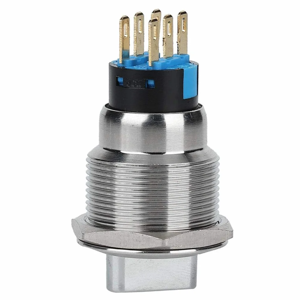 Drehschalter, 19 mm Edelstahl Wasserdichter IP67 Umschaltsteuerung Wahlschalter mit 5-14 N Arbeitsdruck, Schalter für Haushaltsgeräte, Fahrzeugmodifikation(6 Pin und 3 Level)