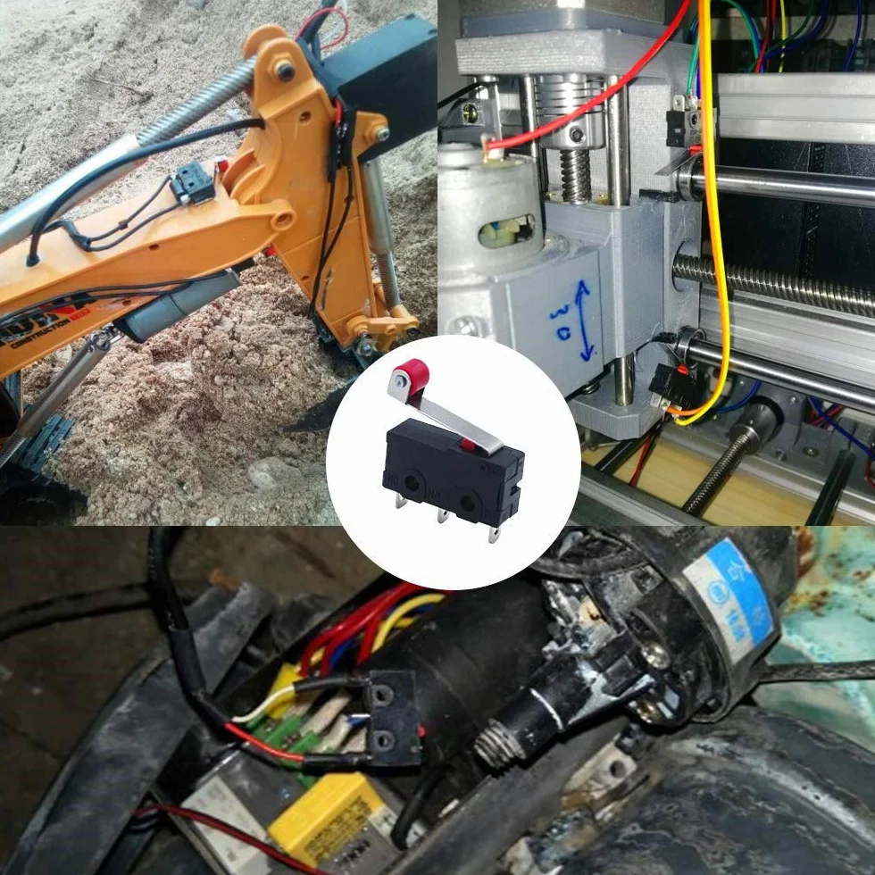 HUAYAO 25 sztuk mikro-przełącznik krańcowy z momentanem Roller dźwignia ramię SPDT 1NO 1NC AC 250V 5A Snap Aktion zawias mini dźwignia rolkowa lever ramię przełącznik zmiany