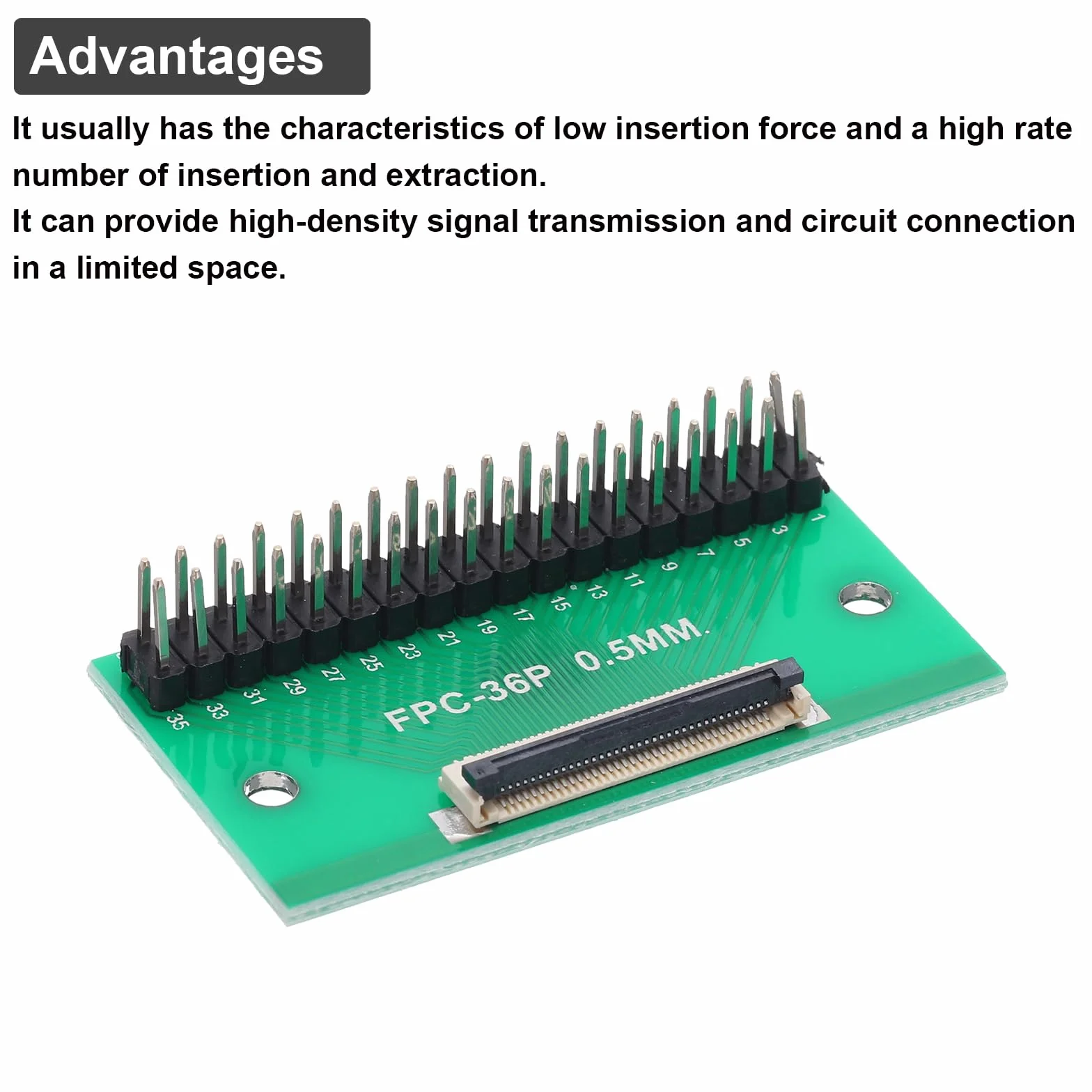 QUARKZMAN 2 szt. FFC 36-pinowe złącze karty 0,5 mm gniazdo 2,54 mm podwójny plik męski pin pasek nagłówka adaptera, płyta konwertera PCB do telewizorów LCD/aparatów cyfrowych/komputerów