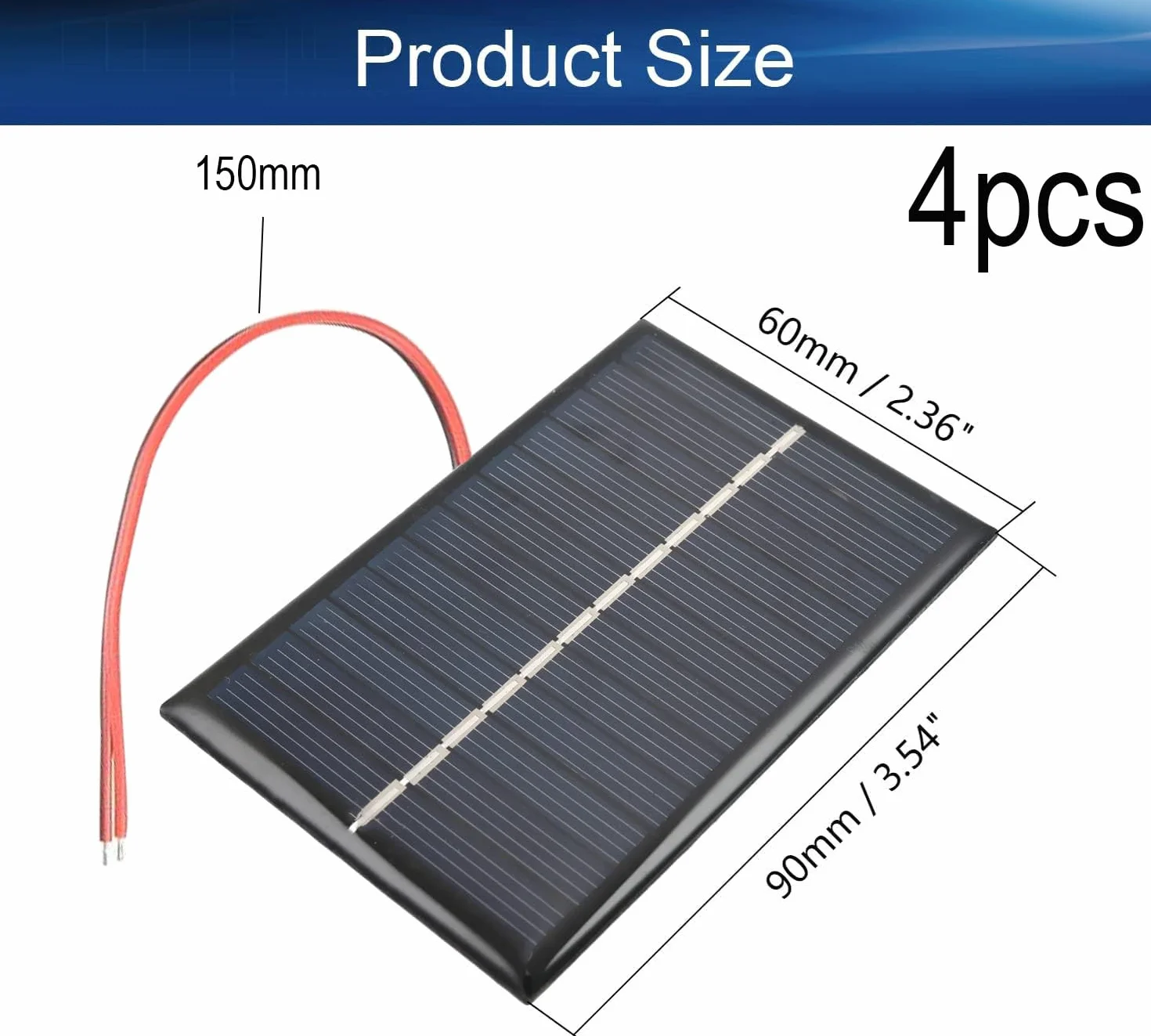 RUNCCI-YUN 4 szt. 6 V 100 MA 90 * 60 mm polikrystaliczny mikromini panel słoneczny do energii słonecznej, dom DIY, projekty naukowe zabawki