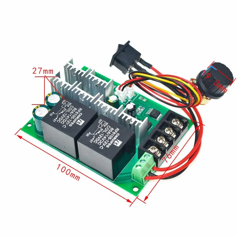 GERUI Sterownik silnika DC 9-50 V 40 A 2000 W regulacja prędkości obrotowej odwracalna