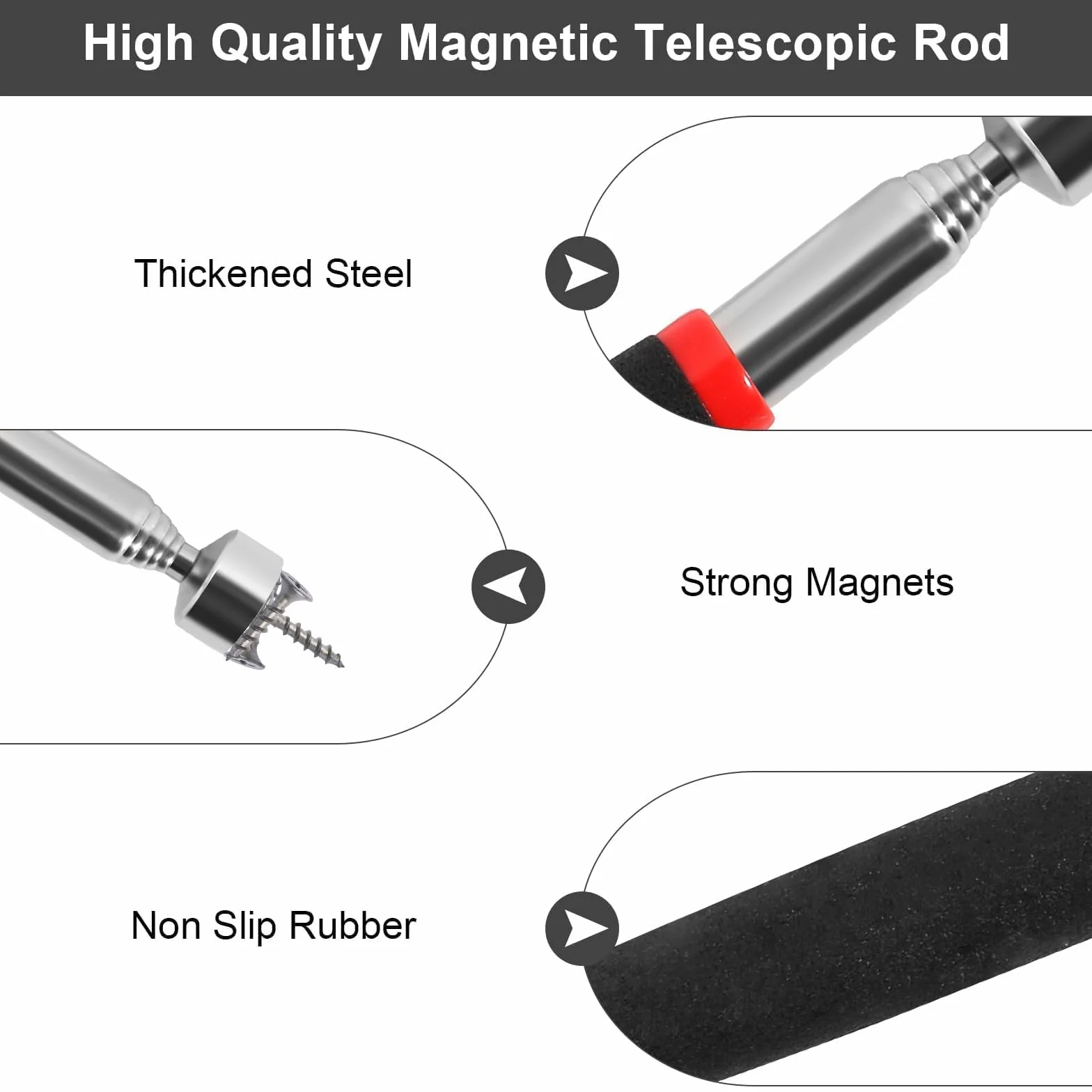prota Elastyczny podnośnik magnetyczny Magnetyczny chwytak prętowy 50cm, 3 sztuki Magnetyczny pręt teleskopowy Teleskopowy pręt magnetyczny, Przenośny Giętki chwytak magnetyczny do podnoszenia małych