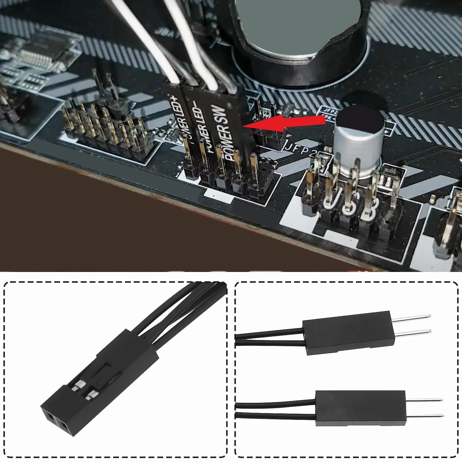 Dupont 2-pinowy adapter żeński na 2 męskie 2,54 mm cynowana miedź do płyty głównej PC