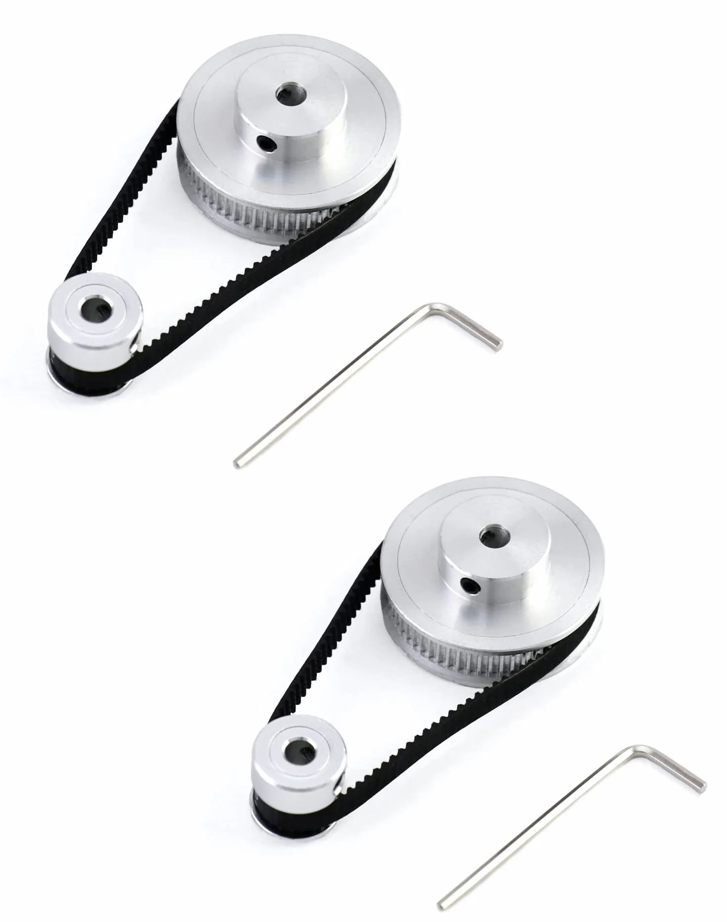 QWORK® 2 zestawy kół pasowych zębatych 2GT do drukarki 3D, 20 i 60 zębów, aluminiowe koło zębate o średnicy 5 mm i pas o szerokości 6 mm i długości 200 mm