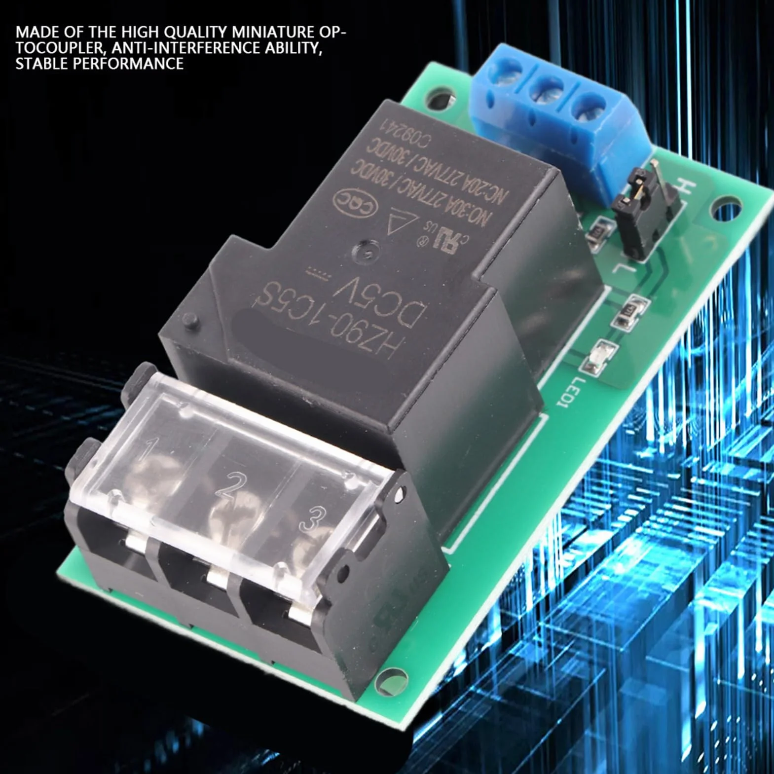 2 szt. Jednokierunkowy moduł Przekaźnika Izolującego Transoptor Wyzwalający Wysoki/niski Poziom dla DC5V,12V,24V z Czarnym Terminalem Barierowym 9,5mm 30A YYG-2