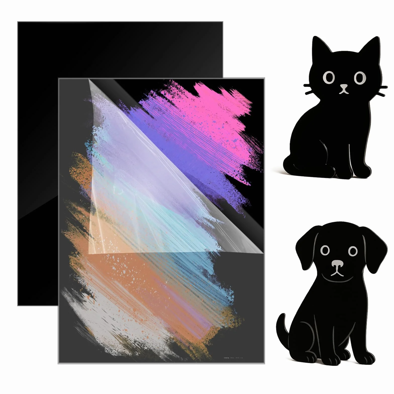 2 czarne płyty plastikowe, 30 x 20 cm, 3 mm, płyty ze szkła akrylowego, płyty akrylowe, wysoka twardość, do ramek na zdjęcia, tabliczek akrylowych, okrągłe, malowane, numery stołów, 2 szt