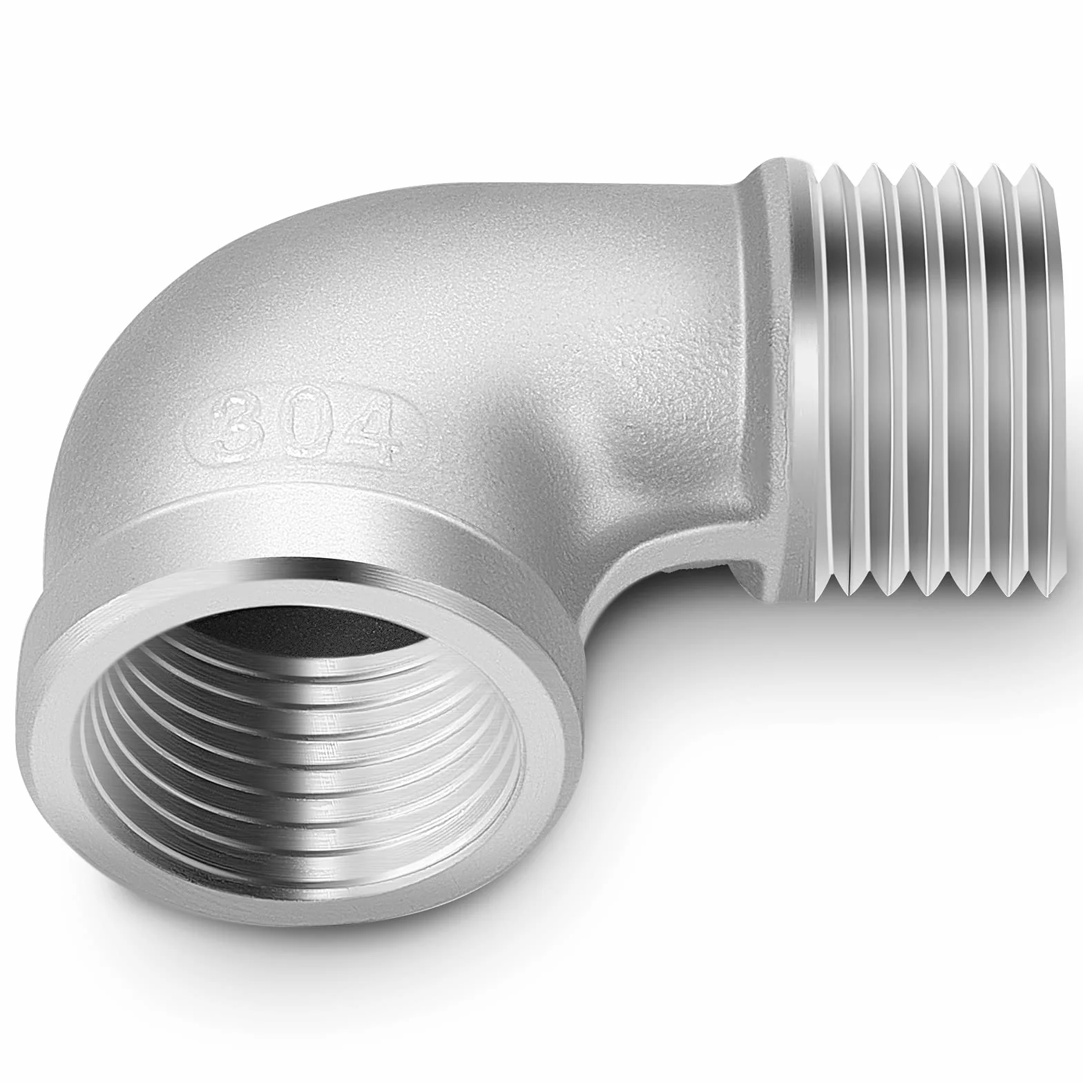 Złącza kolanowe 90° ze stali nierdzewnej 304, BSP 1/4" męskie do 1/4" żeńskie