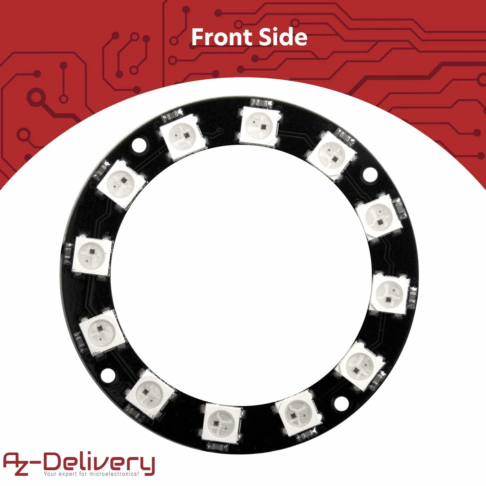 AZDelivery 3 x 5V RGB LED Ring Compatible with WS2812B 12-Bit 50mm kompatybilny z Arduino i Raspberry Pi w tym e-Book!