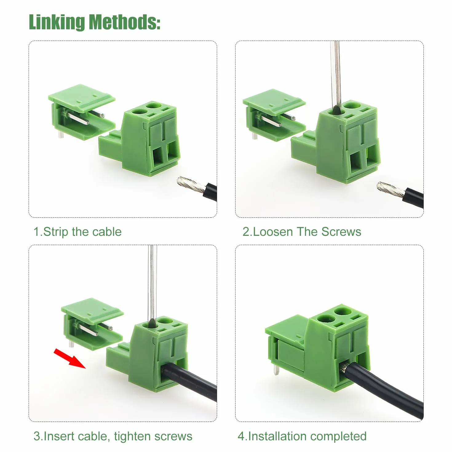 YIXISI 25 par Złączy Śrubowych do Montażu na Płytce Drukowanej, 5.08 mm 2-Pinowe / 3-Pinowe / 4-Pinowe Złącze Bloku Zacisków PCB, Złącze Bloku Zacisków Śrubowych, do PCB (Kąt Prosty)