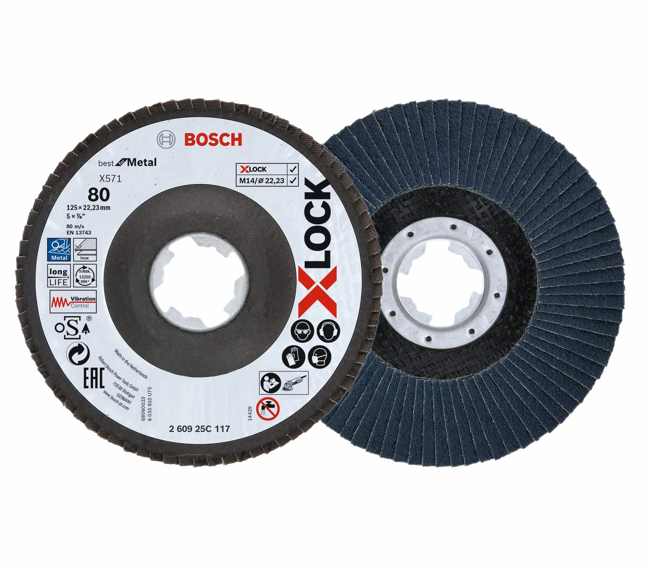 Bosch Professional 2 sztuki ściernica wachlarzowa (X-LOCK, Ø 125 mm, ziarnistość K80, otwór Ø 22,23 mm, zagięta, akcesoria szlifierki kątowej)