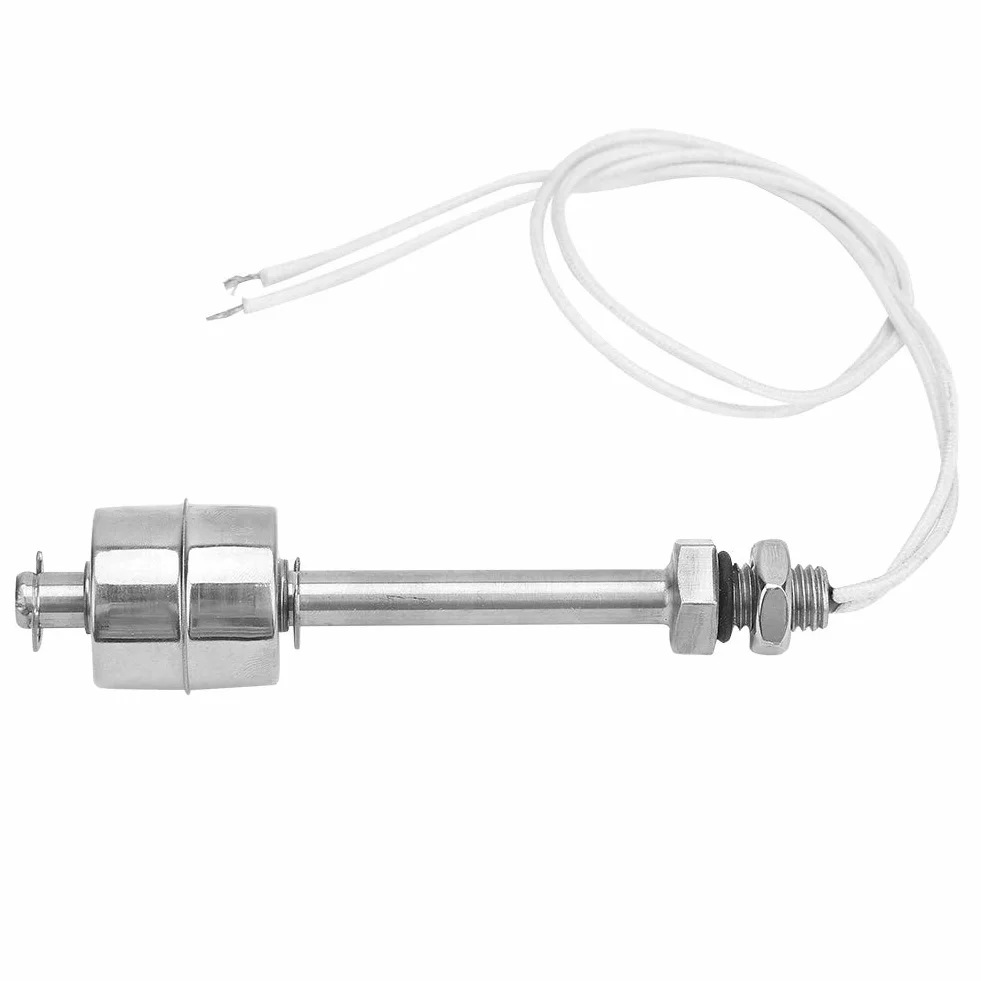 DEWIN Czujnik poziomu cieczy, 0 ~ 220 V, czujnik poziomu wody ze stali nierdzewnej, przełącznik pływakowy do puszki basenowej, 100 mm
