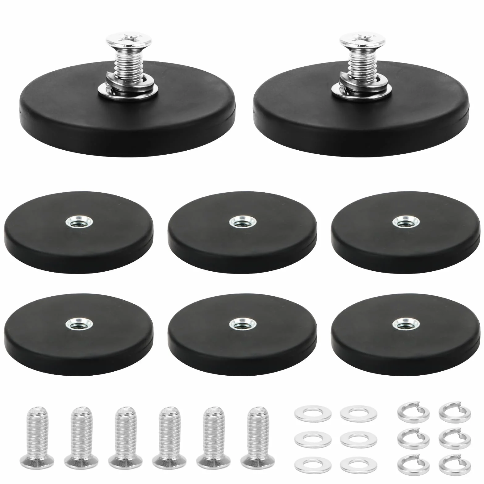Magnesy gumowane antypoślizgowe 43 mm 8 sztuk neodymowe ze śrubami M4 siła 15 kg