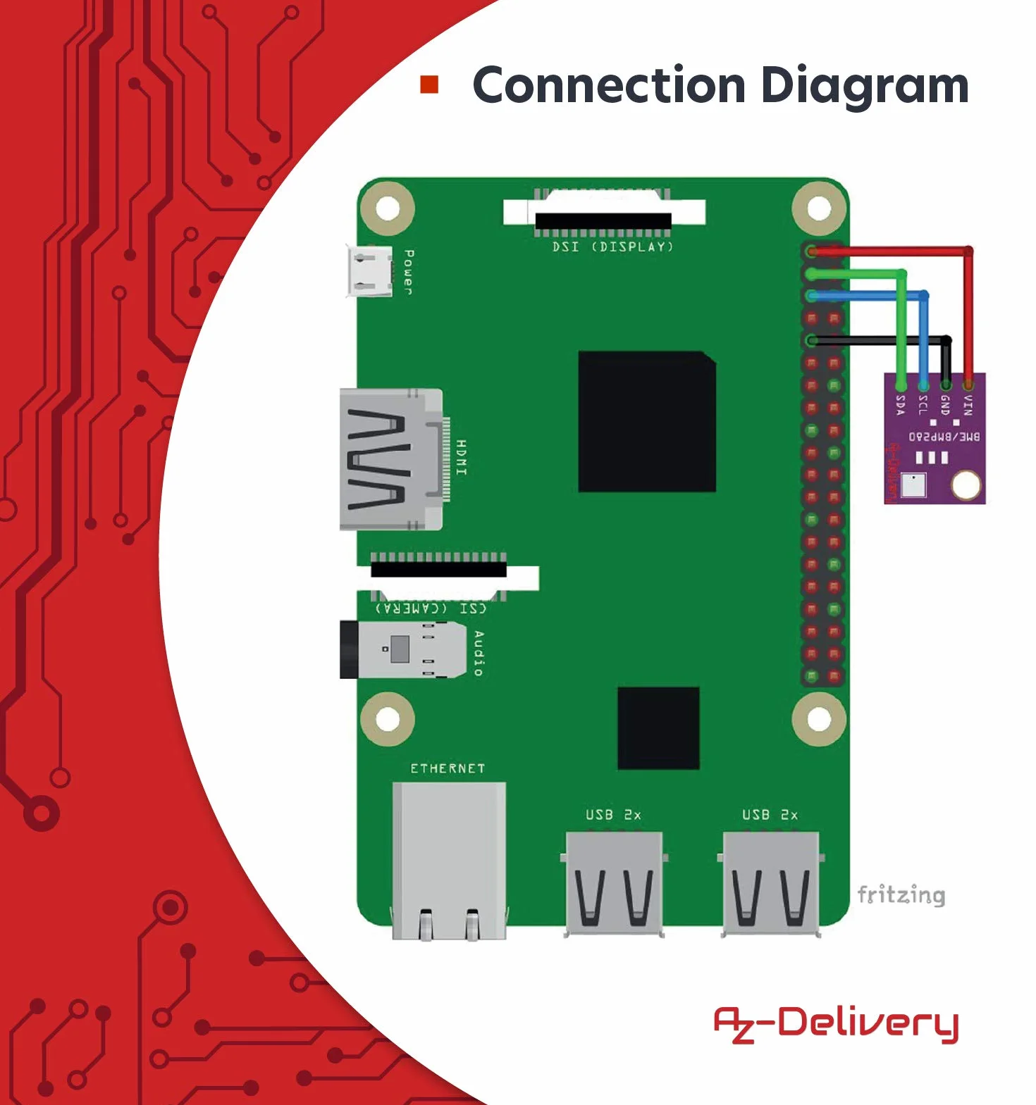AZDelivery GY-BME280 Czujnik barometryczny do pomiaru temperatury, wilgotności i ciśnienia powietrza kompatybilny z Arduino i Raspberry Pi wraz z e-bookiem!