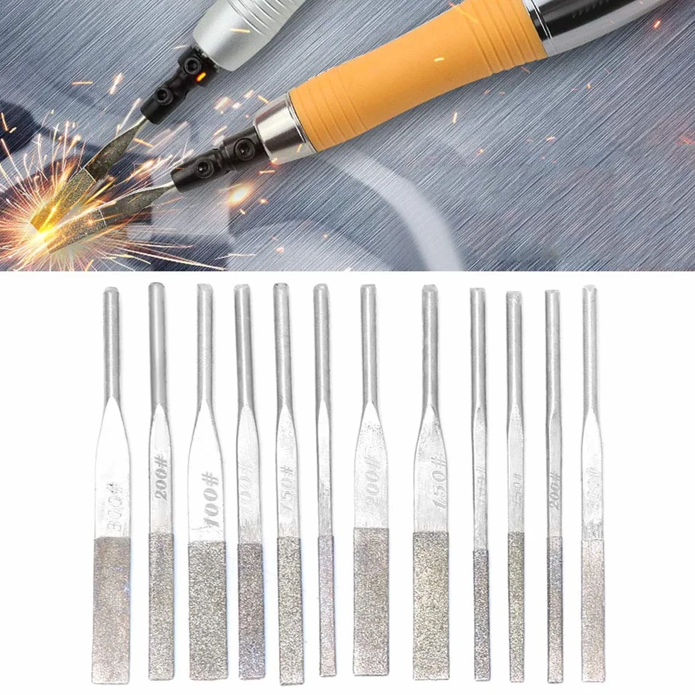 Zestaw Pilników Diamentowych 12 szt. 3 mm do Metalu Stali Szlifowania Tłokowego