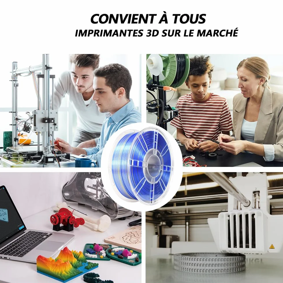 iBOSS PLA PLUS Filament do drukarki 3D, 1,75 mm, dwukolorowy jedwabny filament do wspﾃｳﾅＸytﾅＢczania 3D, 1 kg (2,2 funta), jedwabny, dwukolorowy, niebiesko-zﾅＰty