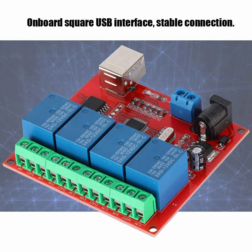 Moduł Przekaźnika 12 V, 4-Kanałowy DC Komputer USB Inteligentny Przełącznik Kontrolera, Duża Moc PC Płytka Rozszerzająca USB