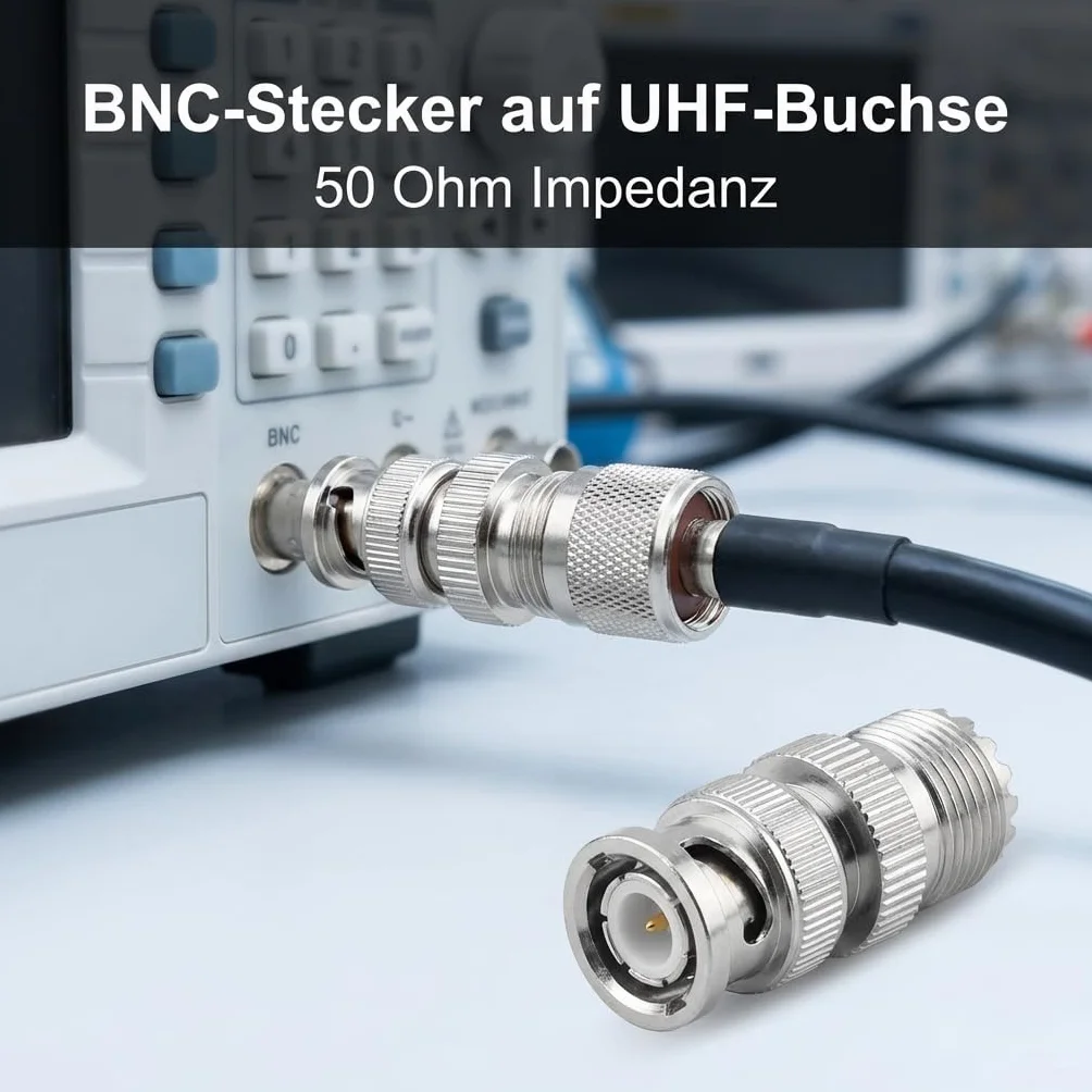 Cocoarm 2 szt. Złącza BNC Męskie do UHF żeńskie, Konwerter Kabla Koncentrycznego RF z Pełnymi Mosiężnymi Złączami do Skanerów Radiowych i Sprzętu Amatorskiego