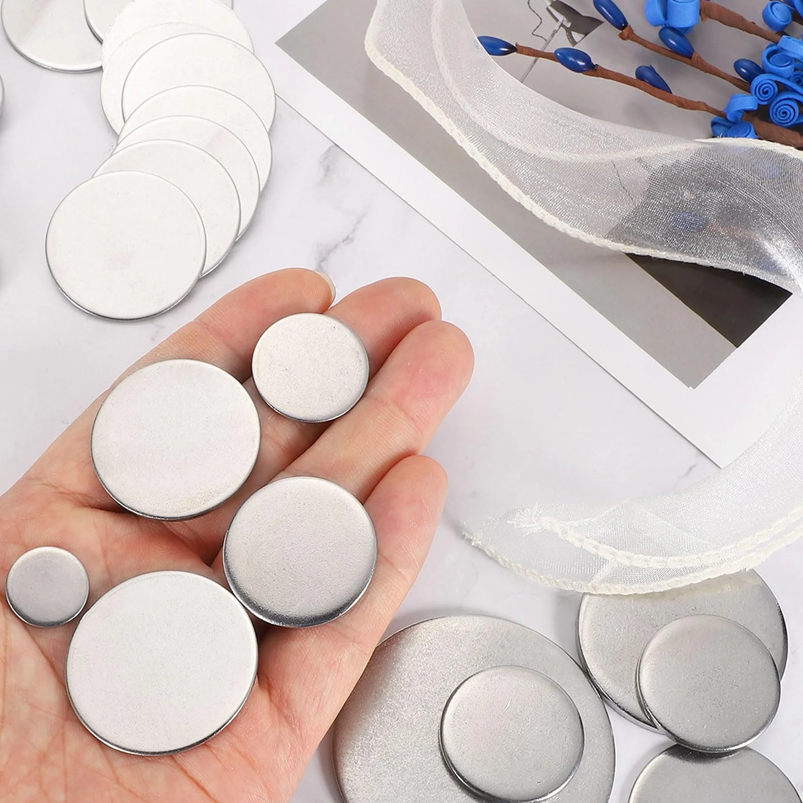 QUARKZMAN 5 sztuk dysków ze stali nierdzewnej, średnica 48 mm, grubość 4 mm, stal nierdzewna 304, płaska, okrągła, okrągła, okrągła, do rzemiosła, tłoczenia i produkcji biżuterii