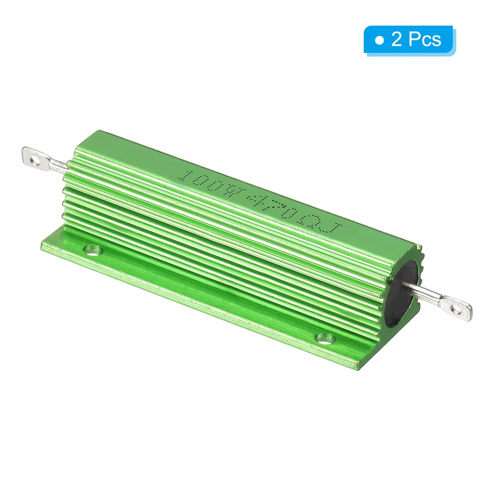 PATIKIL 100 W 470 omów aluminiowy rezystor powłokowy, 2-pak aluminiowej obudowy, rezystory drutowe rezystory śrubowe rezystor mocy 5% tolerancji, zielony