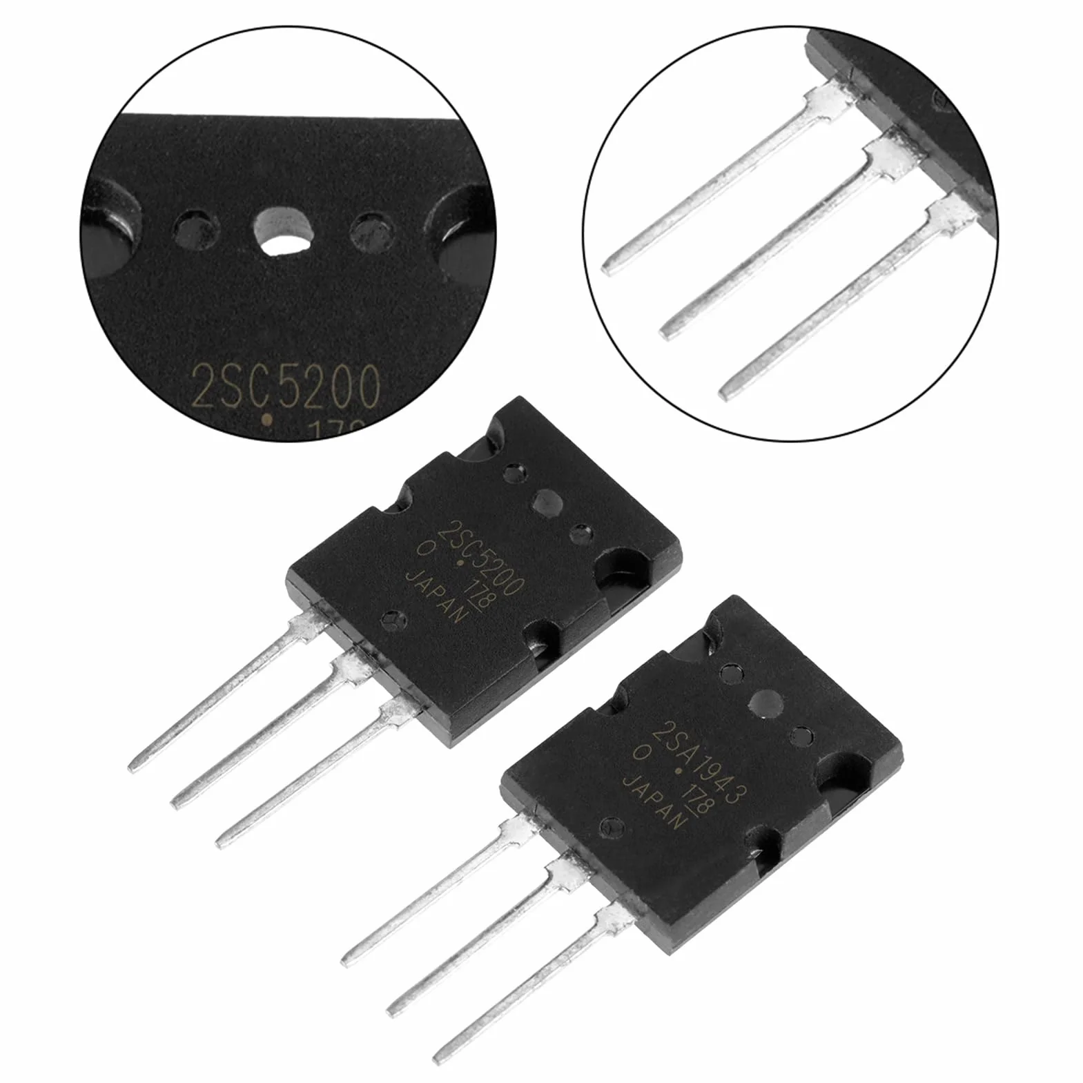 5-Paar-Leistungstransistoren, 2SC5200 Hochleistungs-Audiotransistor Passender Audio-Siliziumtransistor