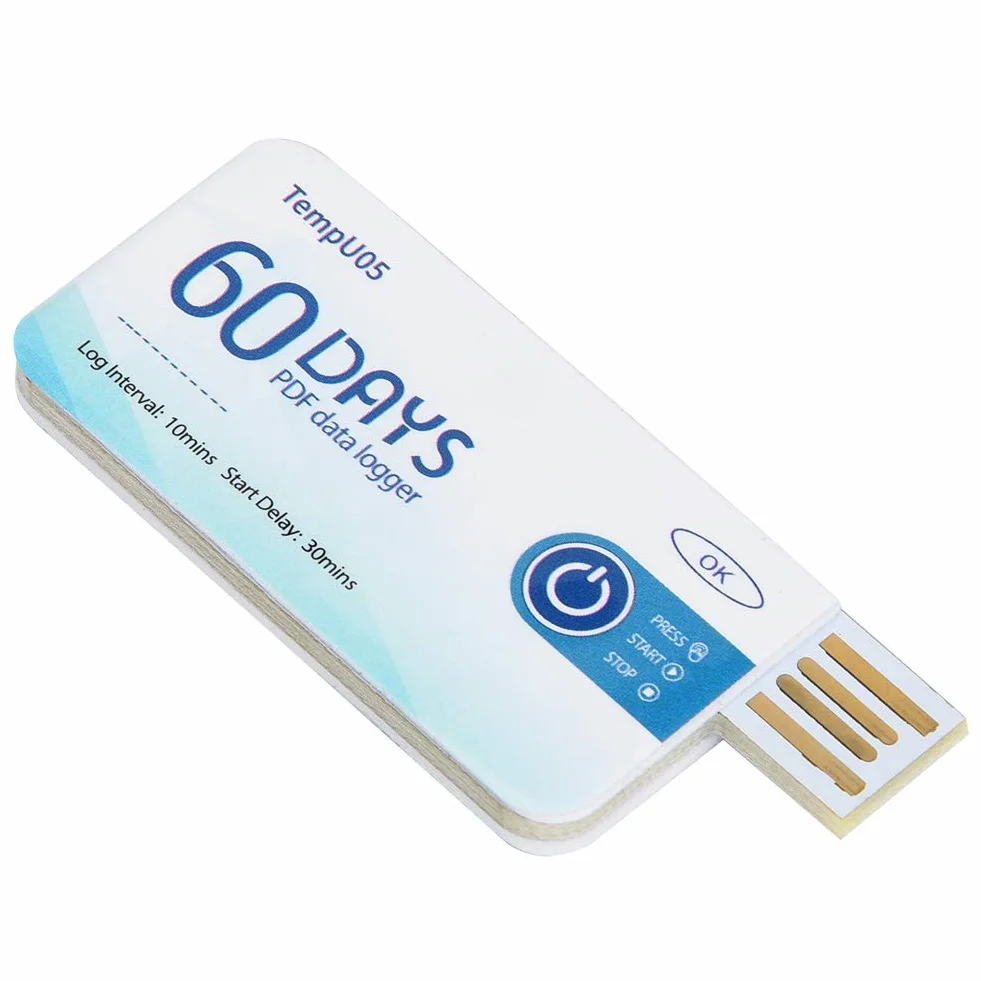 TempU05 rejestrator temperatury, jednorazowy rejestrator temperatury, jednorazowy rejestrator temperatury USB, raport PDF (TempU05)