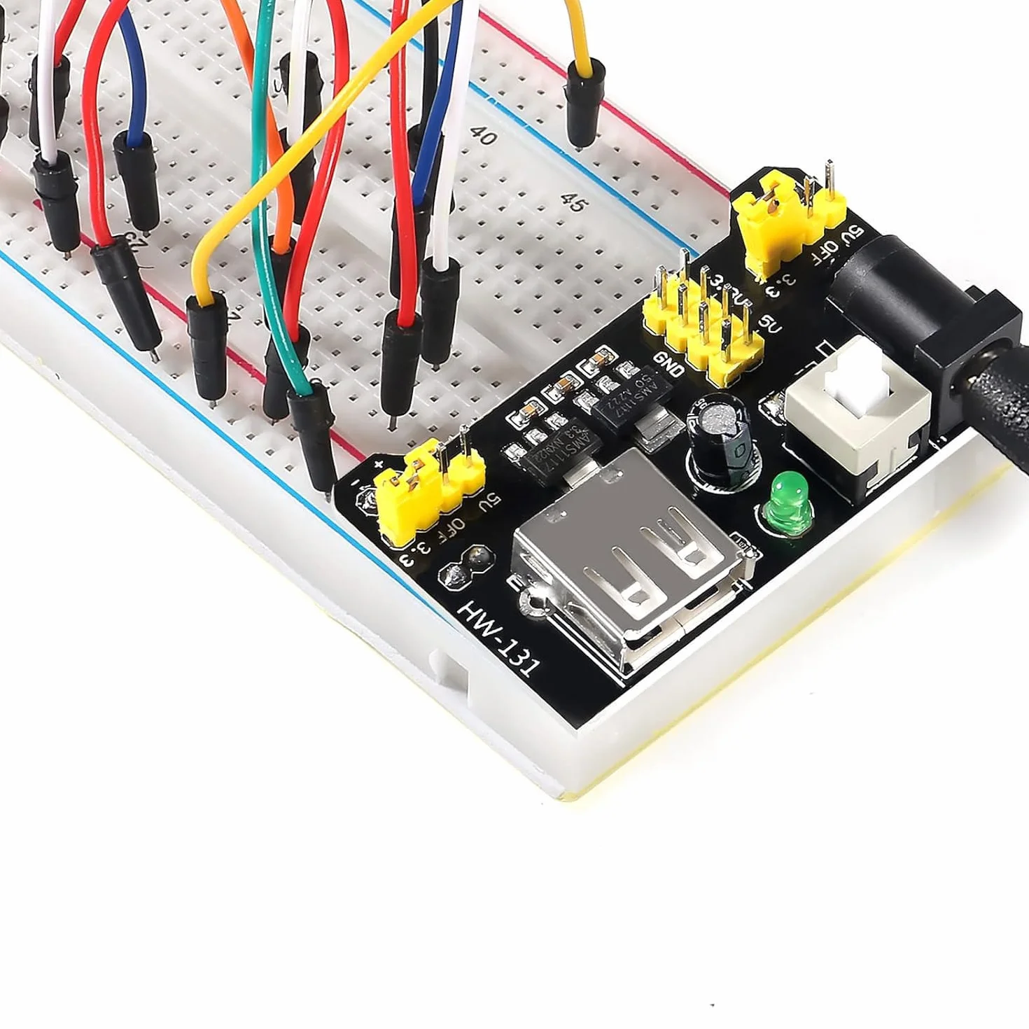830 punktów, bez szwu Breadboard Breadboard Zestaw z kablem rozruchowym z przewodem rozruchowym, zasilaczem, kablem DC,do samodzielnego testowania elektronicznego Mini Breadboard