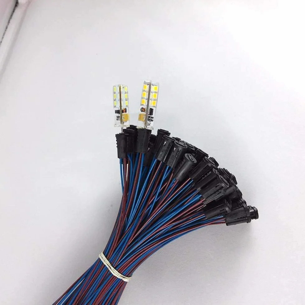 20 sztuk G4 Wtyczka kablowa, podstawa żarówki Ceramiczny uchwyt na lampę G4 20 cm Gniazda lampy 12 V do żarowych Halogenowe złącze LED - Niebieski
