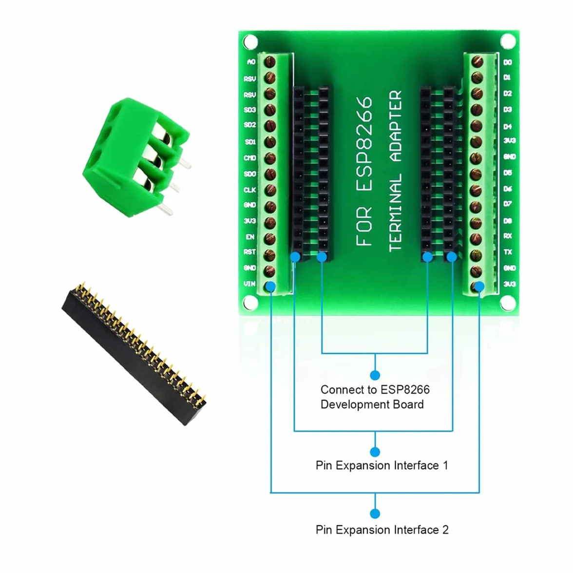 Hailege 3pcs ESP8266 NodeMCU GPIO Board Pin Out IO Out 1 into 2 for ESP8266 ESP-12E NodeMCU Development Board