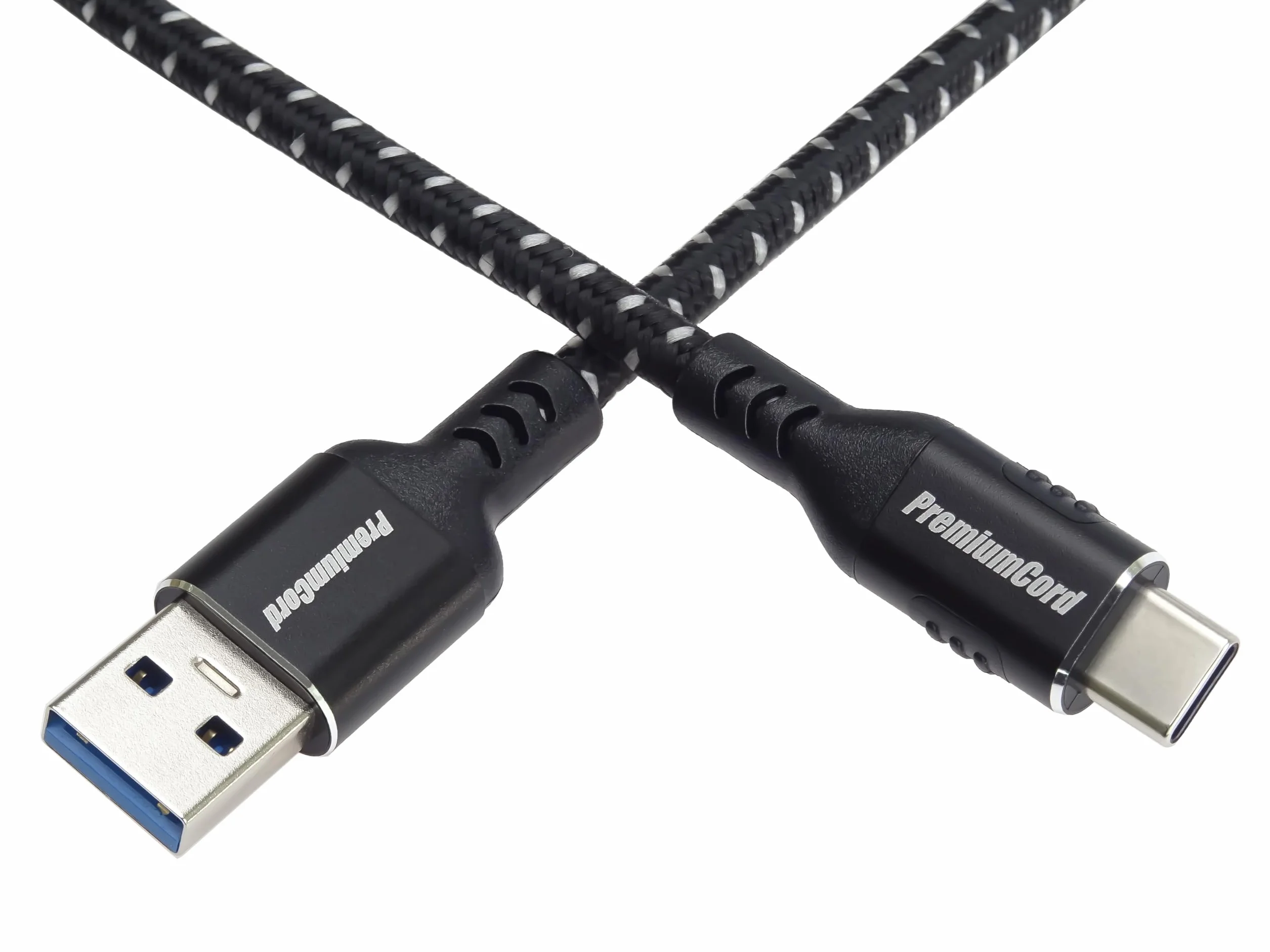 PremiumCord Kabel Połączeniowy USB-C 3.2 Gen 1, Kabel do Transmisji Danych Superspeed ​​do 5 Gbit/s, Ładowanie do 3 A, Moc Wyjściowa 60 W, PD 3.0 / QC 4.0, USB Typu A do Typu C, Czarny, Długość 0,5 m