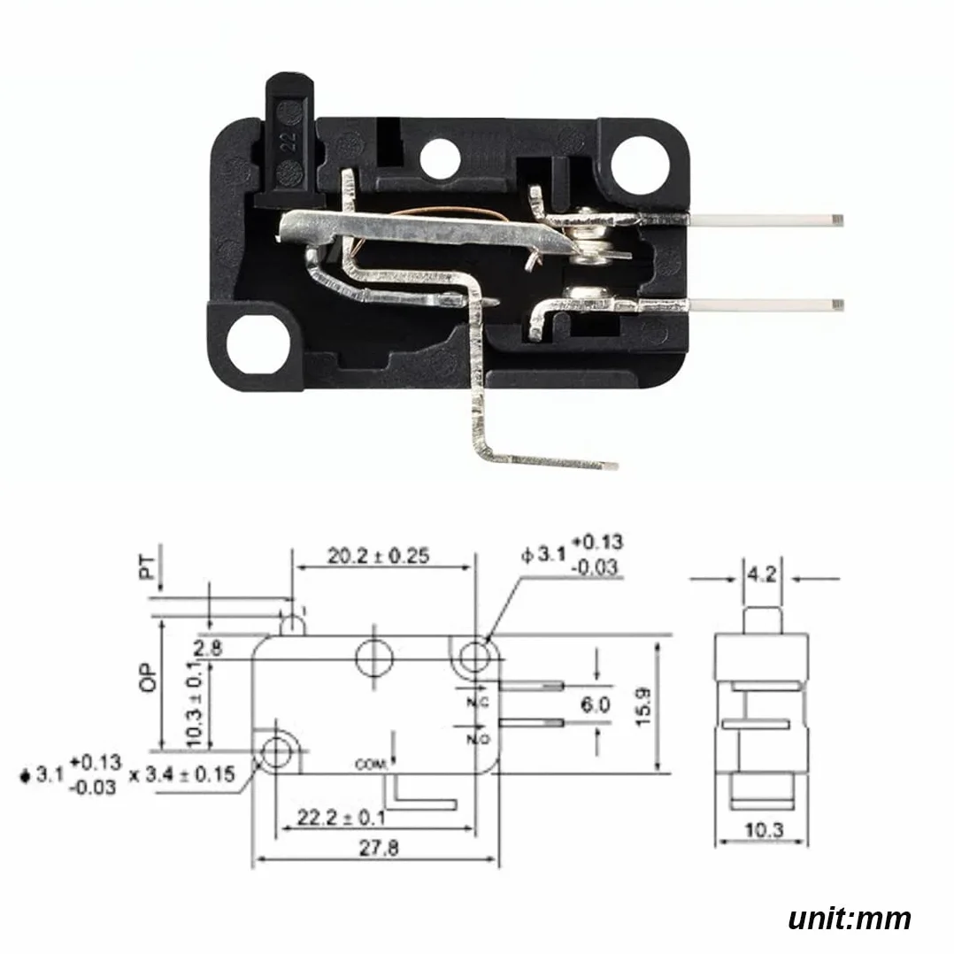 GUUZI 12 sztuk 125V/250V 15A SPDT Przycisk Działania Snap Mikro Wyłącznik Krańcowy do Drzwi Kuchenki Mikrofalowej V-15-1C25