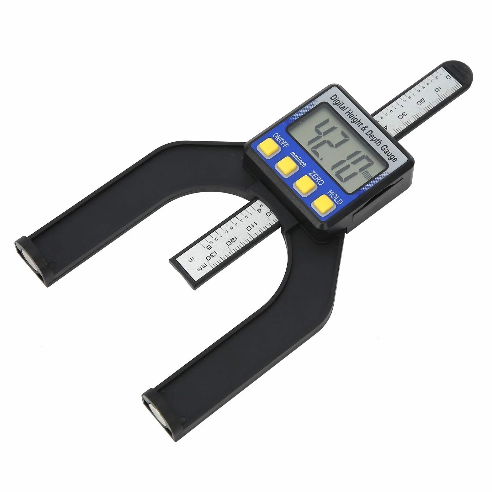 Cyfrowy Miernik Głębokości 2 w 1 Elektroniczny Miernik Głębokości Głębokości Linijka do Obróbki Drewna Suwmiarka do Stołu Routera 0 do 80mm