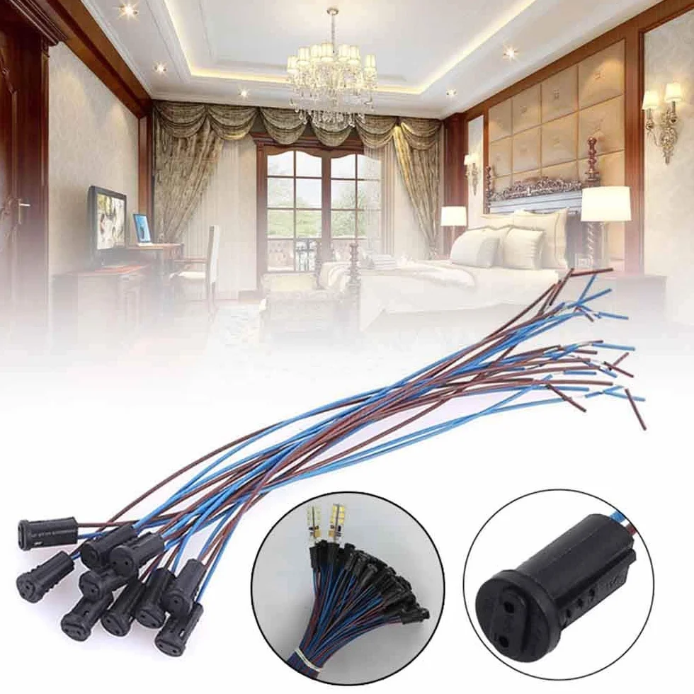 20 sztuk G4 Wtyczka kablowa, podstawa żarówki Ceramiczny uchwyt na lampę G4 20 cm Gniazda lampy 12 V do żarowych Halogenowe złącze LED - Niebieski
