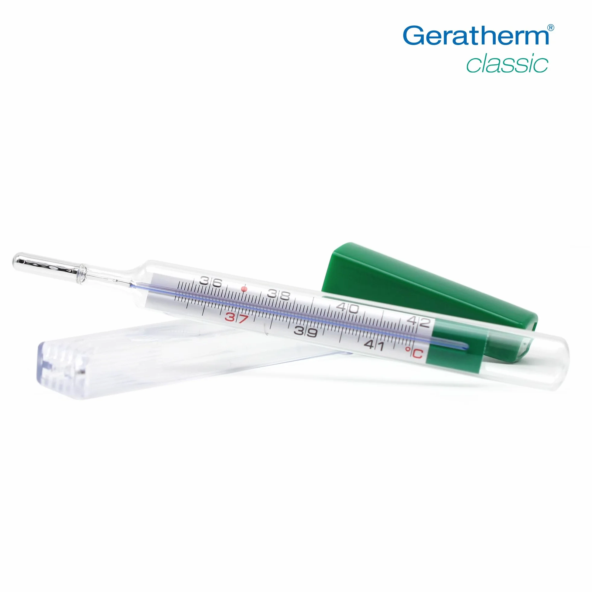 Geratherm Klasyczny analogowy termometr na gorączkę bez rtęci, dożywotnia precyzja, Made in Germany