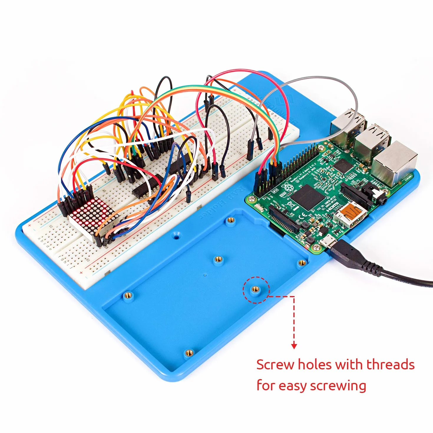 SUNFOUNDER Zestaw Breadboard Kit RAB Holder, 830 Points Solderless Circuit Breadboard, przewody skoczkowe, LED, rezystory kompatybilne z Arduino R3, Mega i Raspberry Pi 4B 3B+/3B, 2 Model B i 1 Model