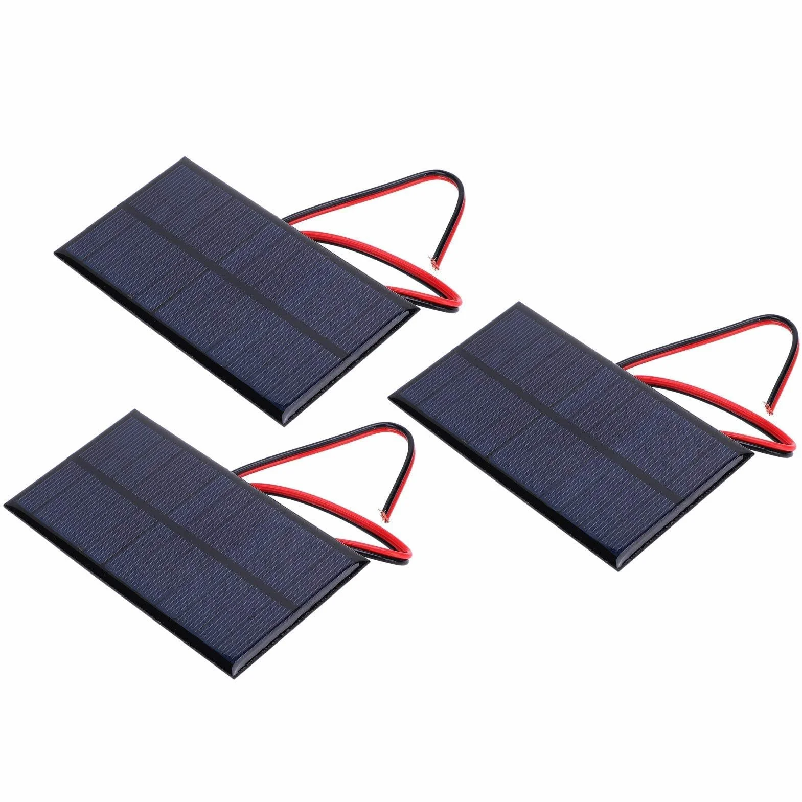 3szt Panel słoneczny Moduł solarny, DC 6V 1W Polikrzemowy Panel słoneczny Ogniwo Moduł mocy Ogniwo słoneczne Fotowoltaiczne z kablem 30cm