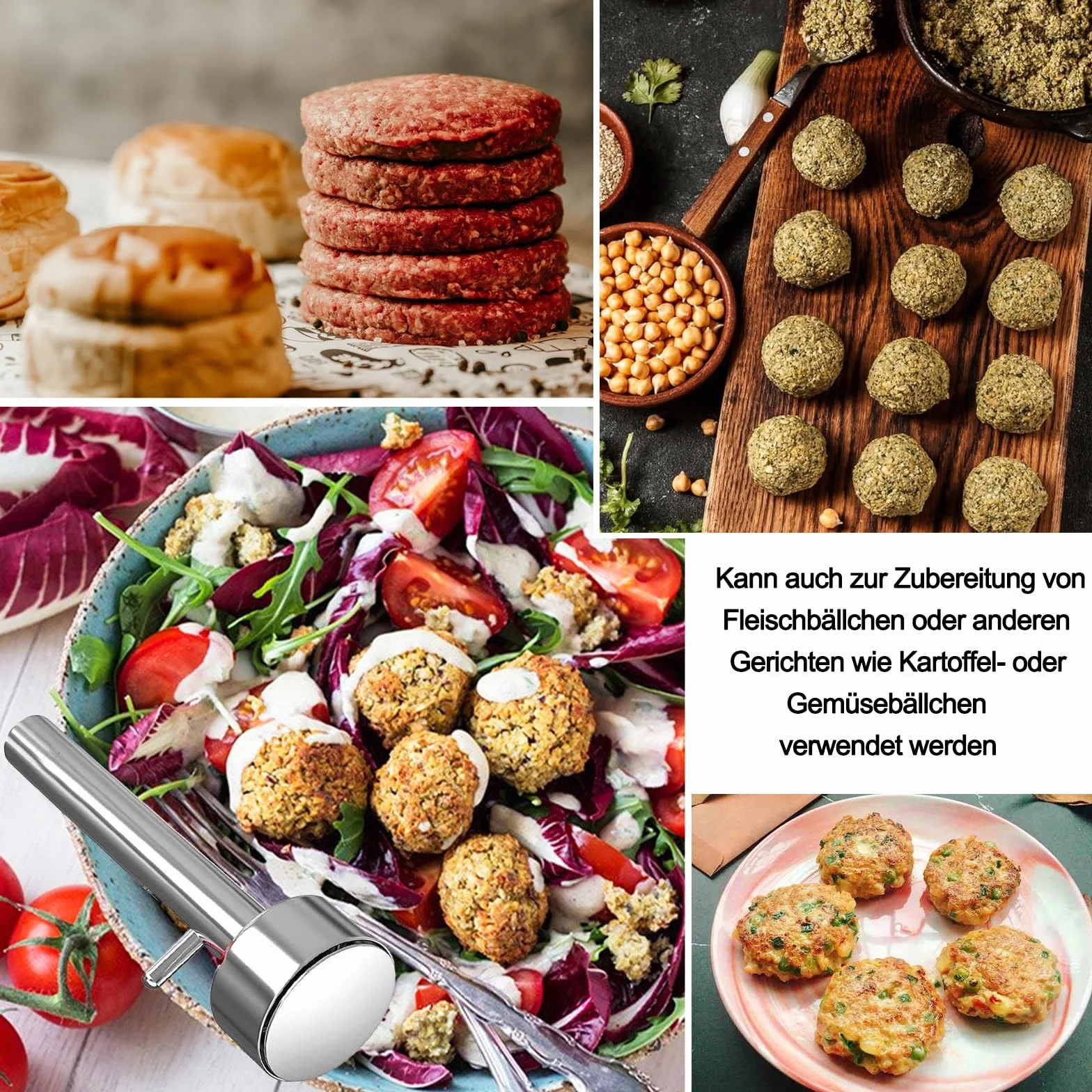 Falafel urządzenie do porcjowania, 4 cm, łopatka do falafelu, miarka do porcjowania falafelu, szufla falafel, stal nierdzewna, nieklejące się narzędzie do balera, do kuchni, domu i restauracji