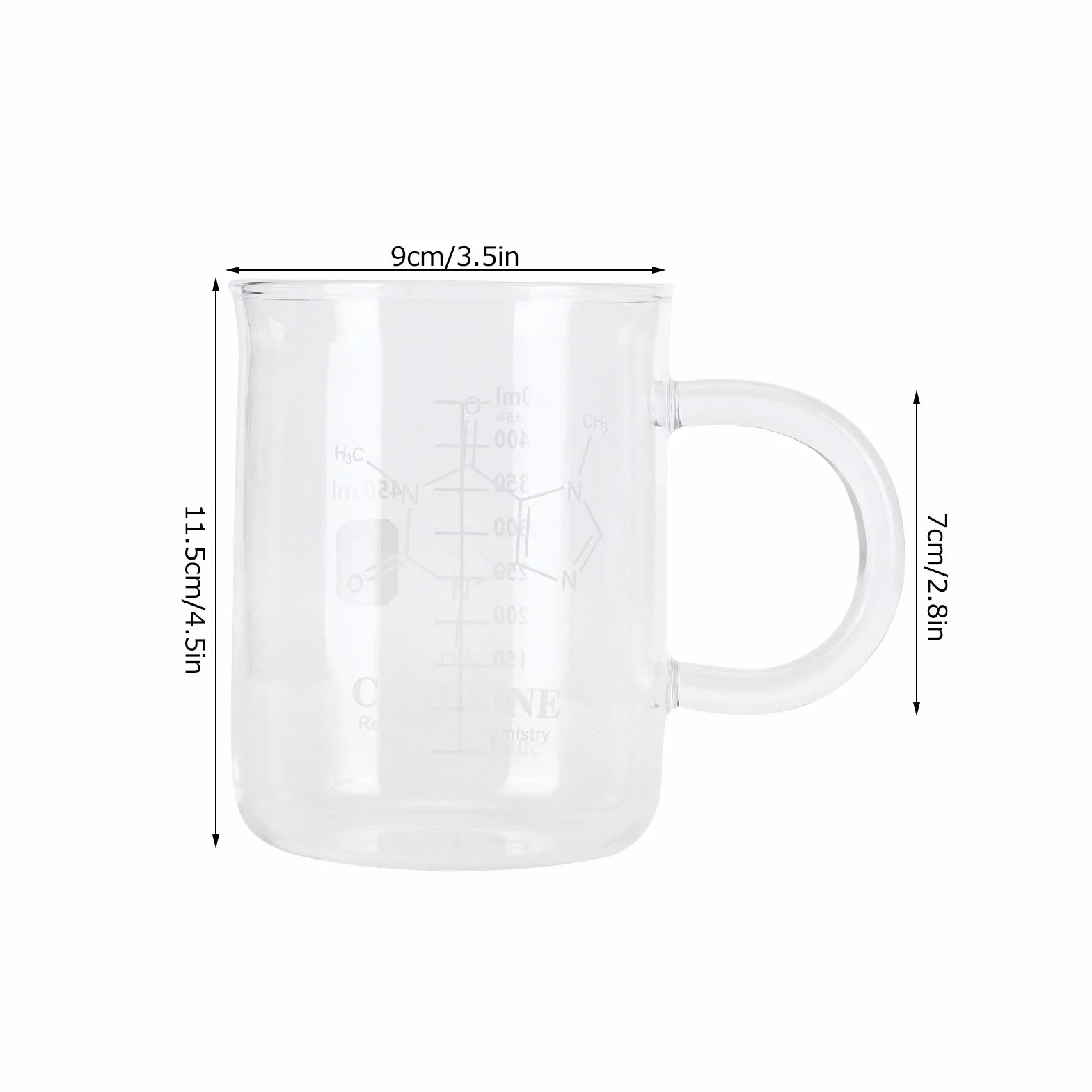 Kubek Zlewki MOUMOUTEN 450 Ml, Przezroczysty Kubek Ze Szkła Borokrzemianowego, Kubek Naukowy Z Kofeiną Z Szerokim Otworem Z Uchwytem I Skalą Pomiarową, Kubek Chemiczny Do Kawy I Herbaty