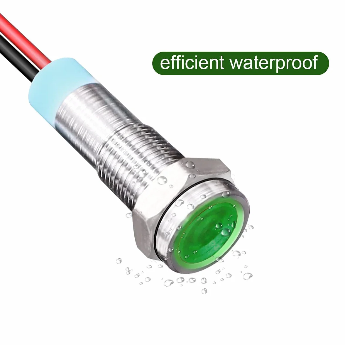 Gebildet 10 Sztuk 6mm 1/4" AC/DC 12-24V Led Metalowy Wskaźnik Świetlny Wodoodporna Lampka Sygnalizacyjna Zielony