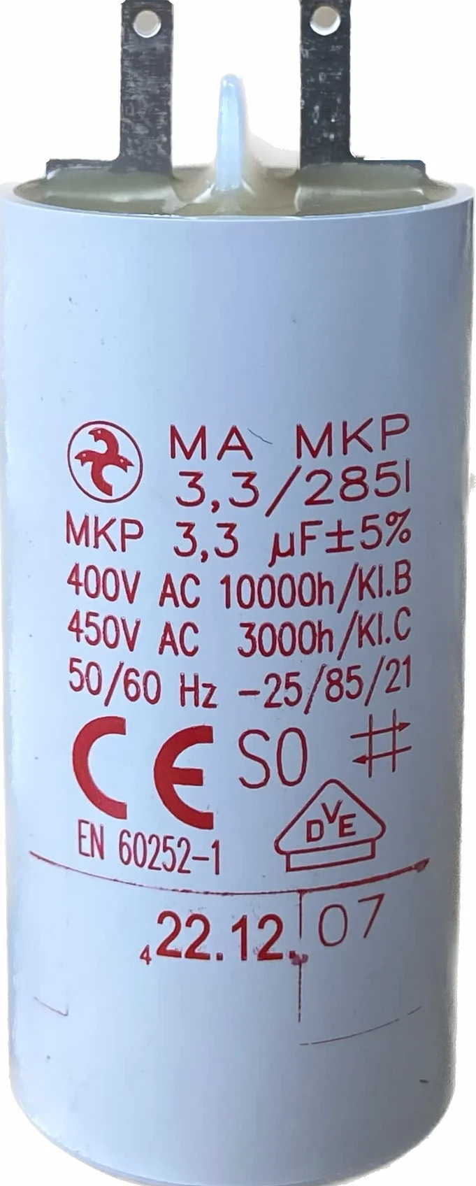 Kondensator 3,3µF, CZ33UF, Cylindryczny, Plastikowy, Kondensator, Rolet/Zazdrość, 10389097031