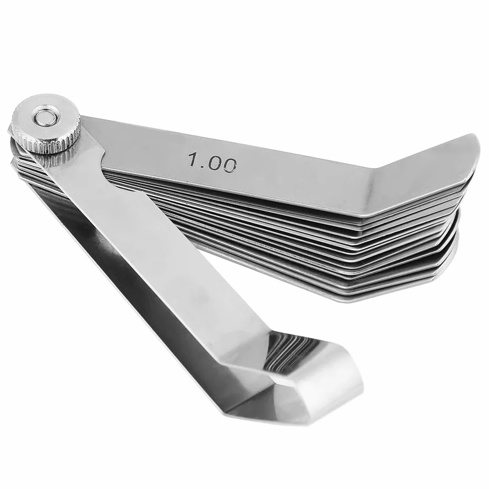 Szczelinomierz, nierdzewny, mocny, trwały, stal nierdzewna, zakrzywiony, szczelinomierz, linijka, narzędzie do kontroli spawania, 0,05-1,00 mm