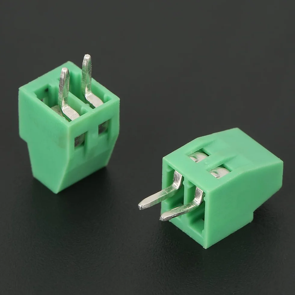 50 Sztuk 2Pin Złącze śrubowe do PCB Zielone Złącze Listwy Zaciskowej Zestaw Asortymentowy 2.54mm/0.1 Cala)