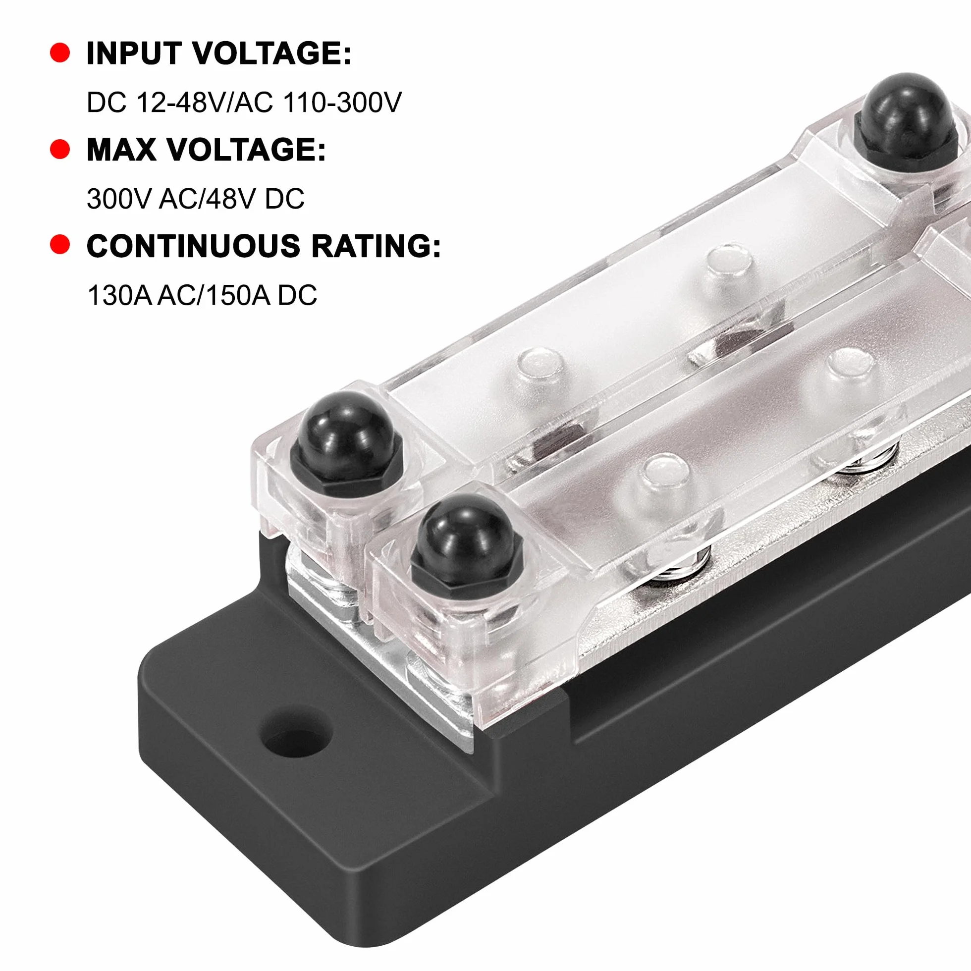 Blok dystrybucji zasilania 12V-48V DC Busbar 150A 2-drożny 8x M6 czerwony czarny