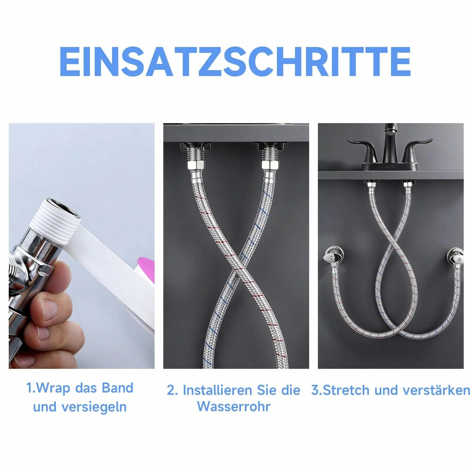 2 Szt. Wąż Elastyczny 3/8 cala, Przedłużenie Węża z Plecionki Ze Stali Nierdzewnej, Przyłącze G3/8 x M10, Wąż Do Baterii Wodnej 60cm, Przedłużenie Węża Pancernego Do Baterii Mieszającej