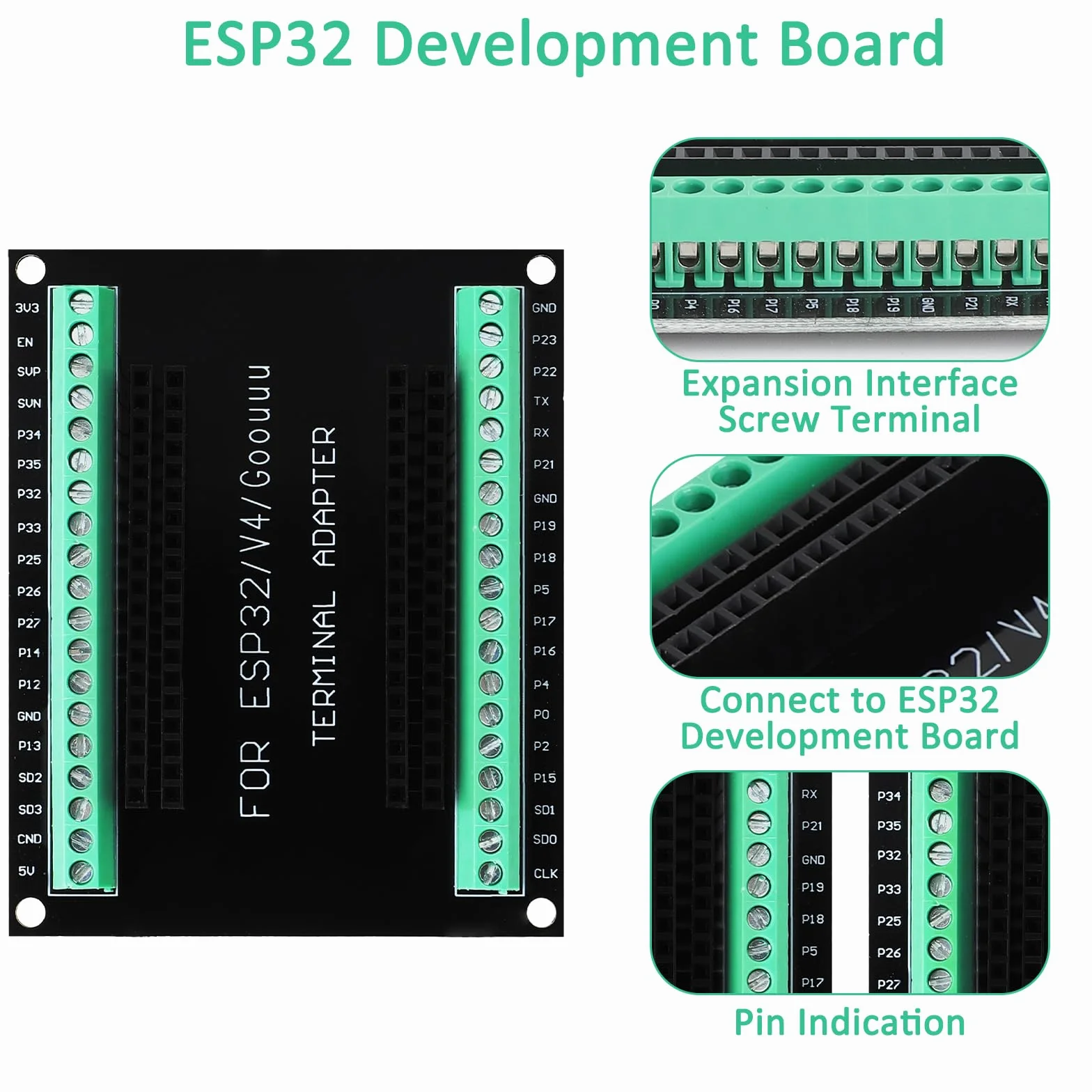 TNSLAND Zestaw 3 szt. ESP32-WROOM-32 Breakout Board 38PIN Shield GPIO deska rozwojowa Terminal Adapter