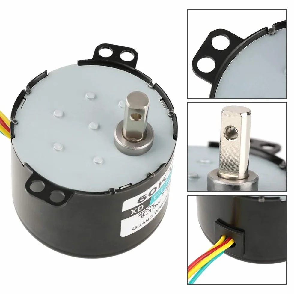 AC 220 (V) 5 obr/min 10 obr/min 15 obr/min 30 obr/min Silnik synchroniczny 50 obr/min, wolnoobrotowy, cichy silnik elektryczny 6-10 W do maszyn przemysłowych, zmywarek (10 obr/min)