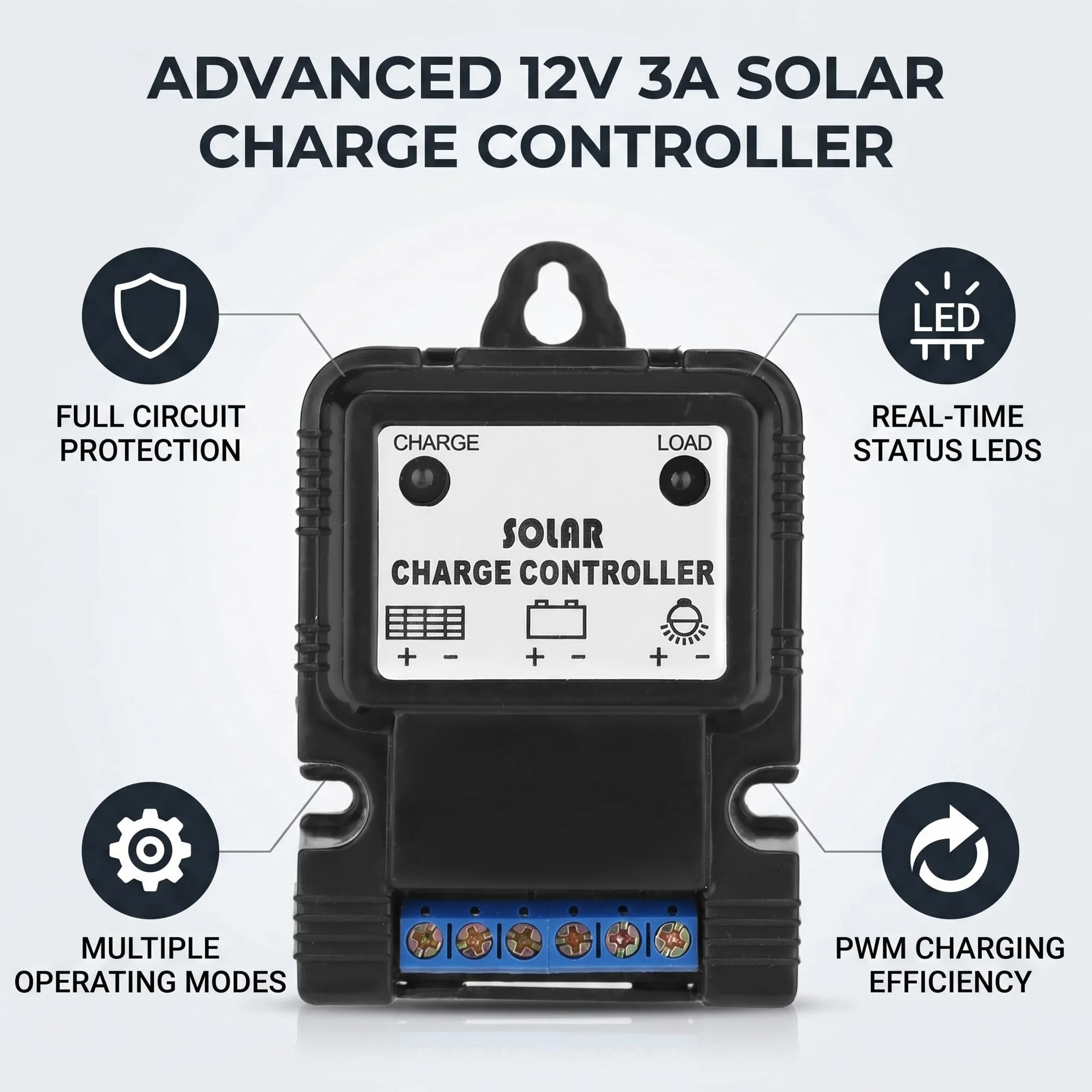 Regulator ładowania paneli słonecznych PWM 6V/12V 3A z wyświetlaczem LED