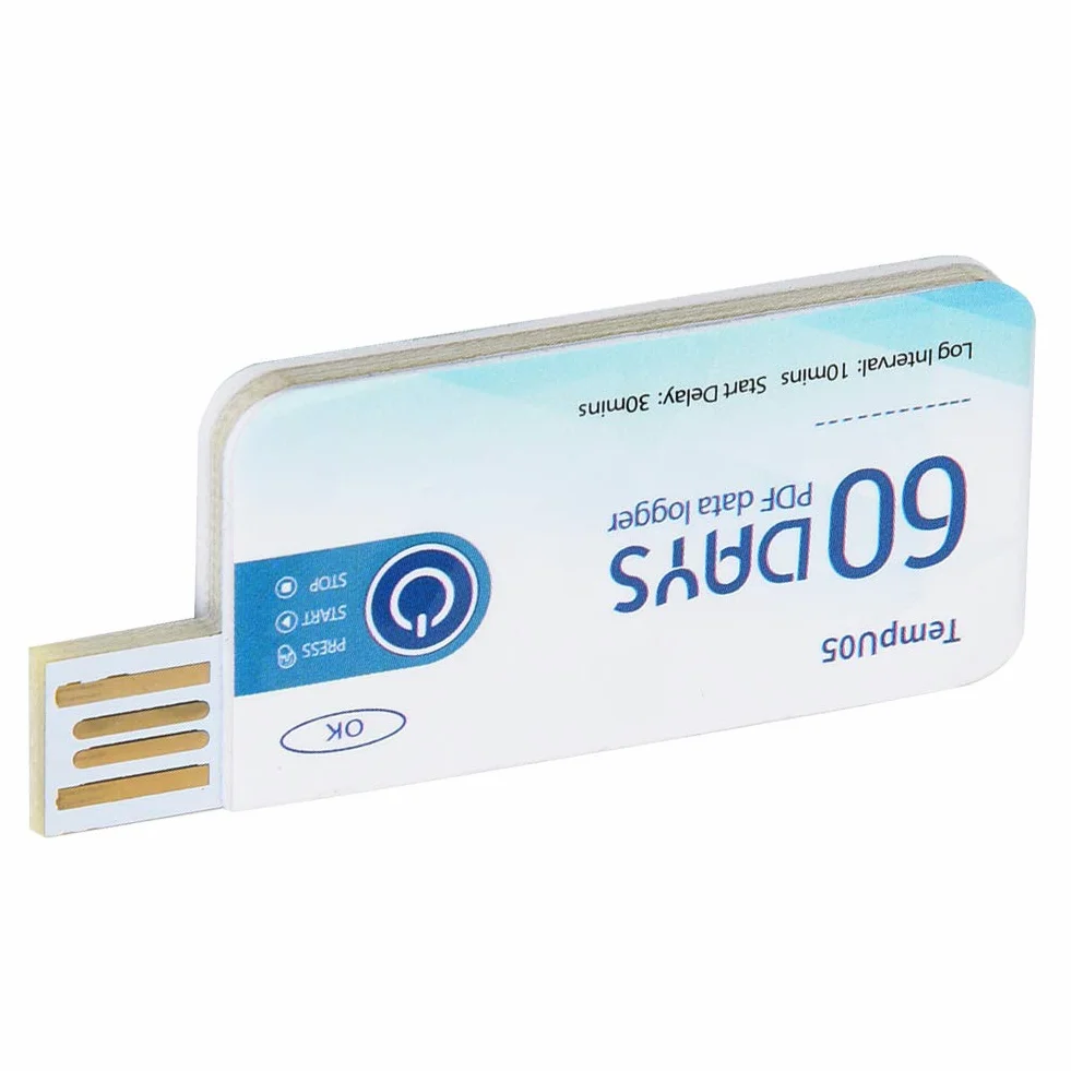 TempU05 rejestrator temperatury, jednorazowy rejestrator temperatury, jednorazowy rejestrator temperatury USB, raport PDF (TempU05)