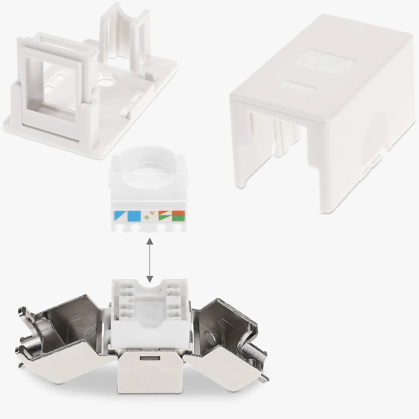 kwmobile 2x gniazdo sieciowe RJ45 (1 port) zestaw - ekranowane, montowane na powierzchni pojedyncze gniazdo ścienne z portem kabla Ethernet LAN CAT6A i 2x modułem Keystone