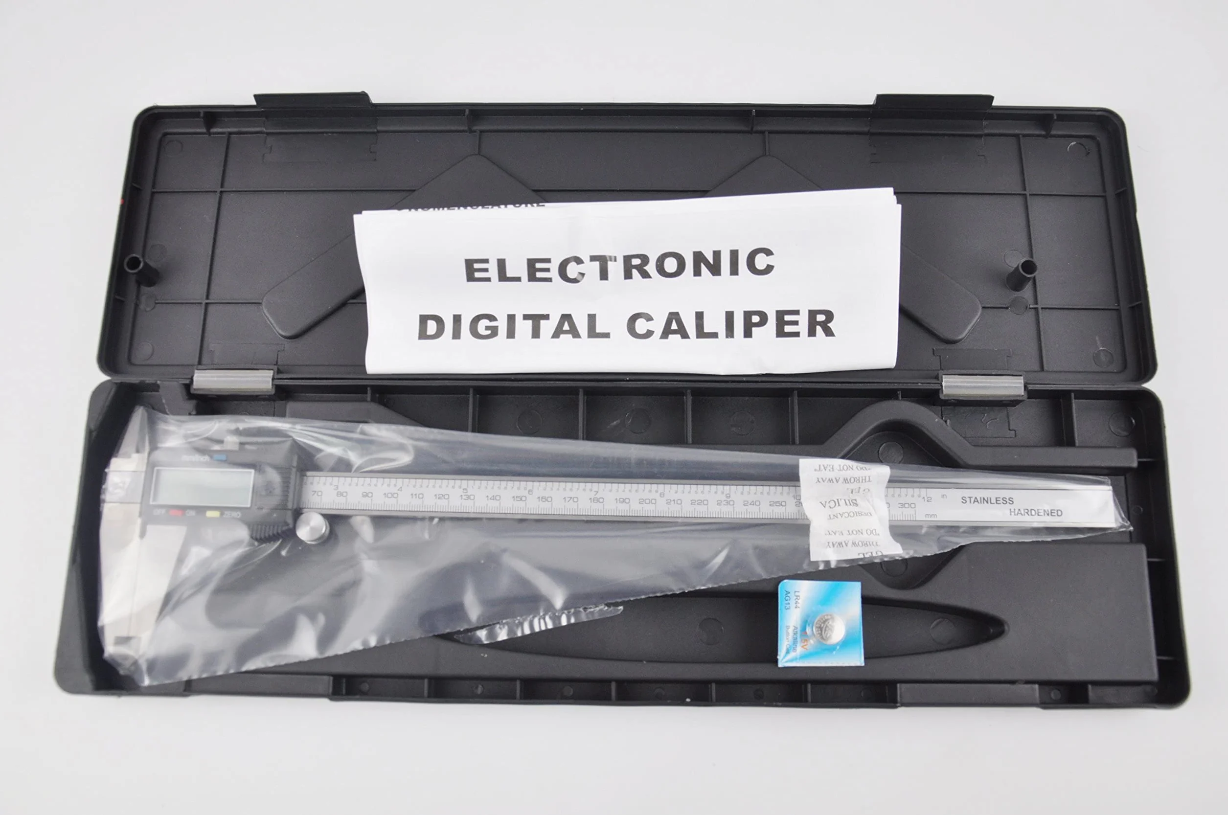 Suwmiarka 30 cm cyfrowa z wyświetlaczem LCD, wykonana ze stali nierdzewnej, konwersja metryczna, urządzenie precyzyjne, z baterią i etui